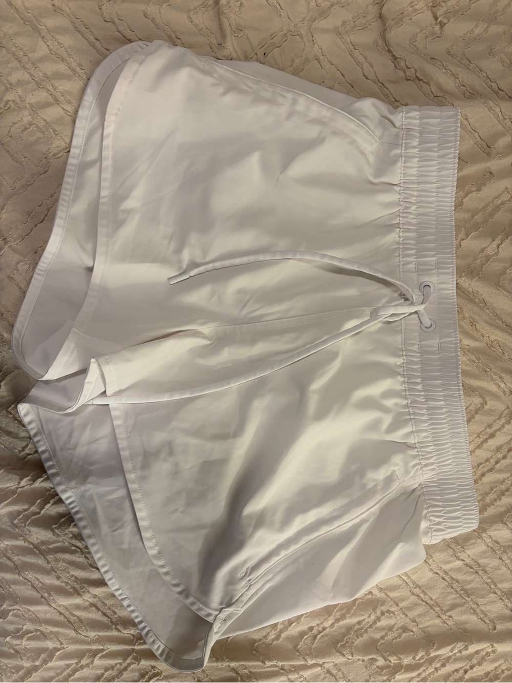 Lands' End White Women's Athletic Drawcord Shorts